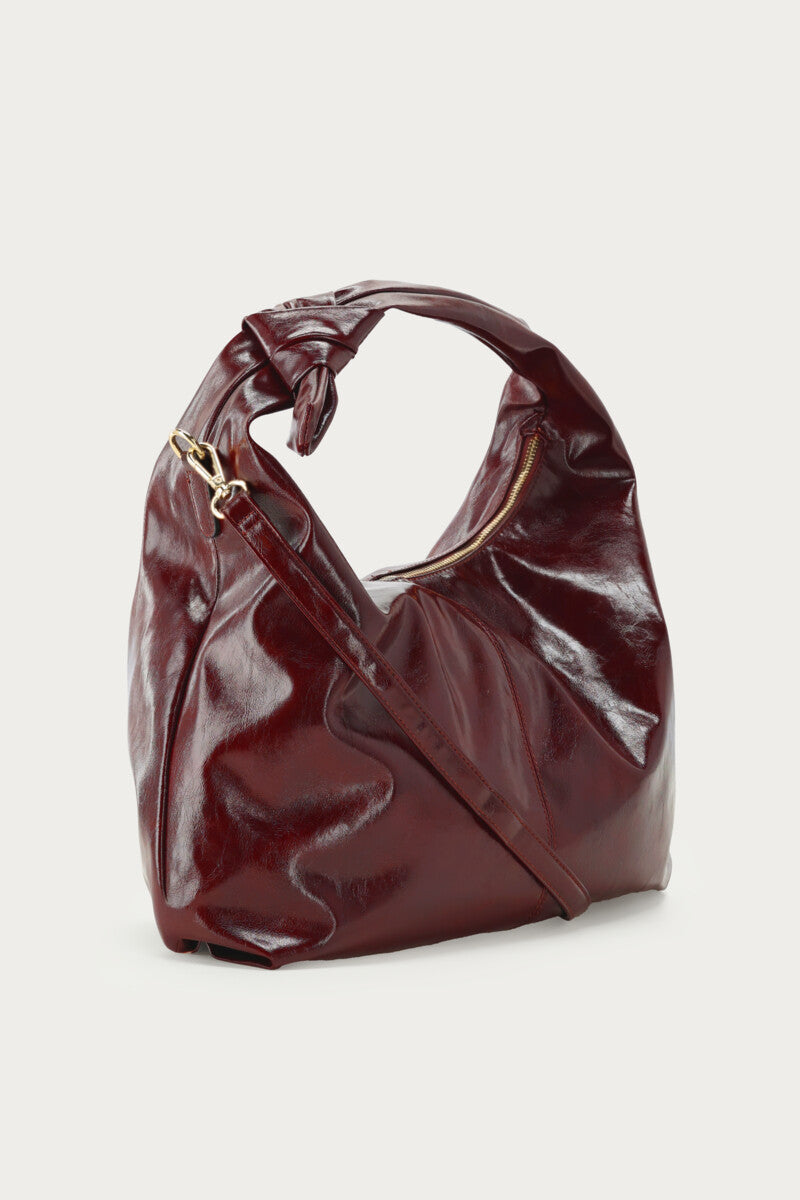 My jewellery - große Schultertasche mit Knoten bordeauxrot