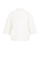 Lade das Bild in den Galerie-Viewer, YAYA - Pullover mit 3/4-Ärmeln und Stehkragen in Snowfall White Melange
