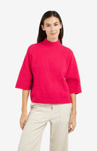 Lade das Bild in den Galerie-Viewer, YAYA - Pullover mit 3/4-Ärmeln und Stehkragen in Rose Red Melang
