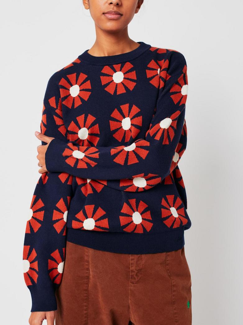 BOBO Choses - releaxed Sweater Jaquard Flower