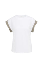 Lade das Bild in den Galerie-Viewer, YAYA -Shirt mit gewebten Ärmeldetails in pure white
