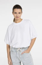 Lade das Bild in den Galerie-Viewer, YAYA - T-Shirt aus Webstoff mit Ballonärmeln und Reißverschluss in Pure White
