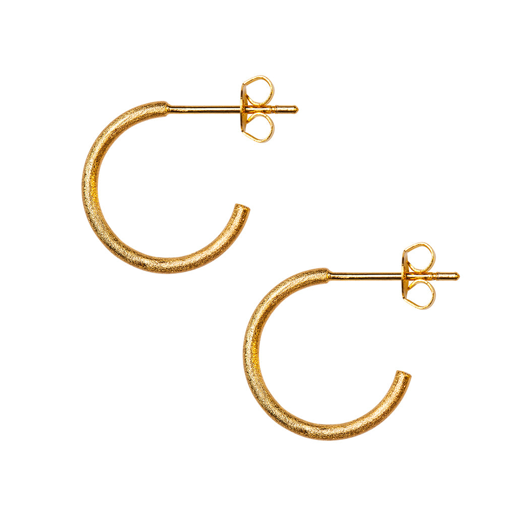 LULU Copenhagen - Hoop earrings gold brushed small